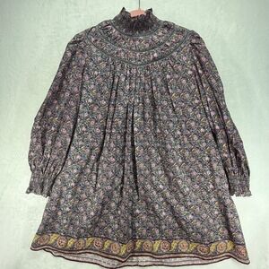 NWOT Hunter Bell Chandler dress in falling leaves‎ Floral Mini Smocked Neck Sz S